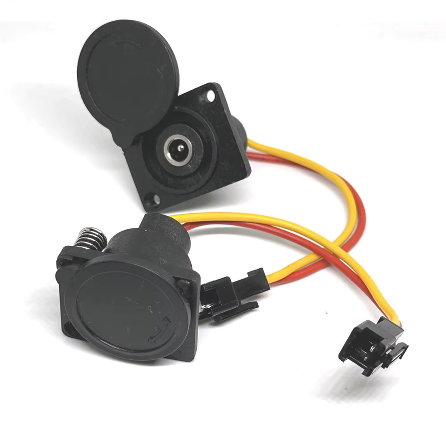 LAJQTAO Ladekopf für Elektrofahrräder mit 60 V Lithium-Batterie-Ausgangslinie, DC 2,1/2,5 Ladegerät mit runder männlicher und weiblicher Basis, Schwarz - Bild 2