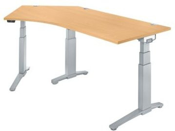 Schäfer Shop Genius ERGOSTYLE S Schreibtisch elektrisch höhenverstellbar, Buche/weißaluminium, B: 216,5 cm, T: 80 cm, H: 64,5-130,5 cm - Bild 1