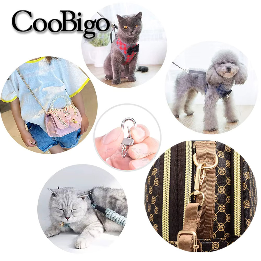 CooBigo 5er Set Metall Snap Karabinerverschluss Haken D-Ring Schnalle in Silber für DIY Handwerk Zubehör wie Handtaschen, Riemen und Hundehalsbänder - Bild 3