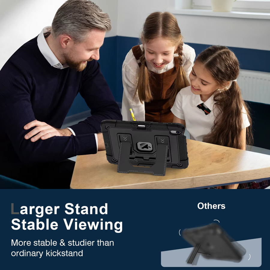 Robuste Hybrid-Schutzhülle für Apple iPad Air 11 und 13 (M4 2026), iPad 12. Generation, iPad Mini 6 und 7 mit Stifthalter und Ständer, Schwarz und Rot - Bild 5