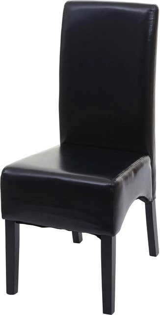 CHEFGASTRO Esszimmerstuhl gepolstert aus Kunstleder in Schwarz mit dunklen Beinen, B/T/H: 100 x 44 x 56 cm, Sitzhöhe: 48 cm - Bild 1