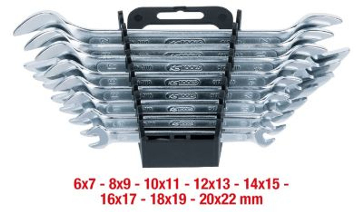 KS Tools Classic Doppel-Maulschlüssel-Satz aus Chrom-Vanadium, 8-teilig, Farbe: Silber, Schlüsselweite: 6x7-20x22mm - Bild 2