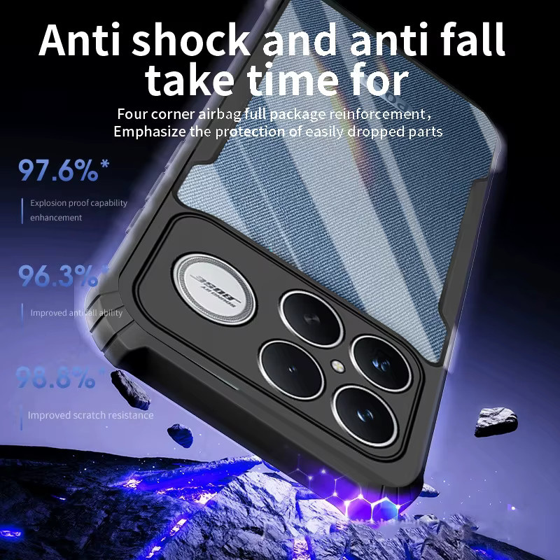 Xiaomi Poco F8 Ultra 5G Schutzhülle aus klarem Kristall-Acryl mit magnetischem Halterring in Transparent und Schwarz - Bild 2
