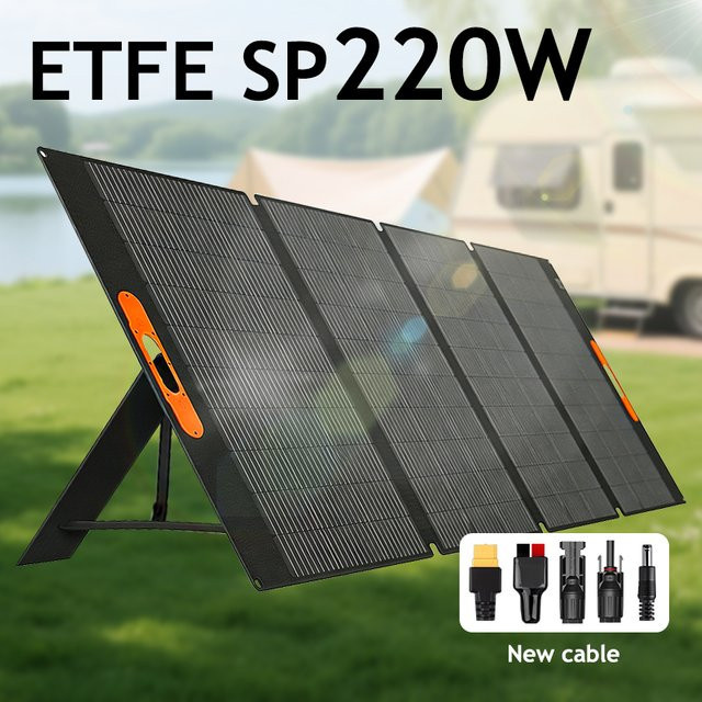 CHUBAN Tragbares faltbares Solarpanel Set 220W in Schwarz mit Wasserfestigkeit für Powerstation und Camping - Bild 1