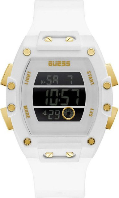 Guess Chronograph Herrenuhr, Tonneau, Quarz, Kunststoff, Weiß, 45 mm - Bild 1