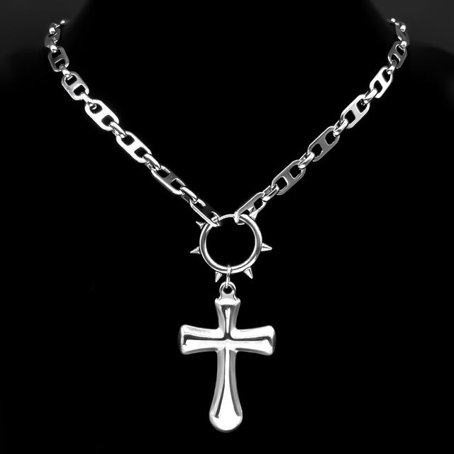 Lovely FAJA Halskette Edelstahl, Silber, Kreuz Anhänger, Unisex - Bild 1