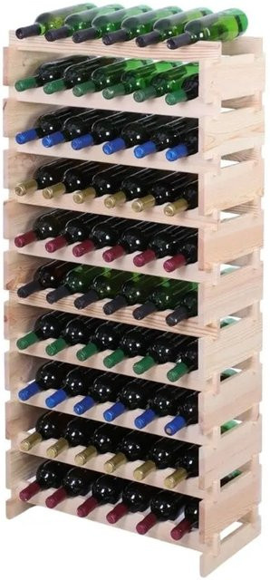 PROREGAL Weinregal VINOTECA FLEX aus massivem Kiefernholz, Natur unbehandelt, braun, 10 Ebenen für 60 Flaschen, H x B x T: 135 x 65 x 28 cm - Bild 1