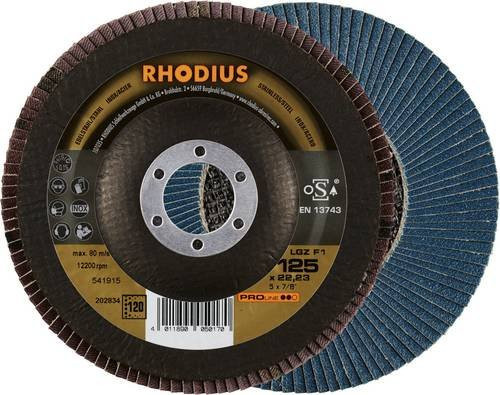 Rhodius Fächerschleifscheibe LGZ F1 Körnung 120 für Edelstahl und Stahl, 10 Stück - Bild 1