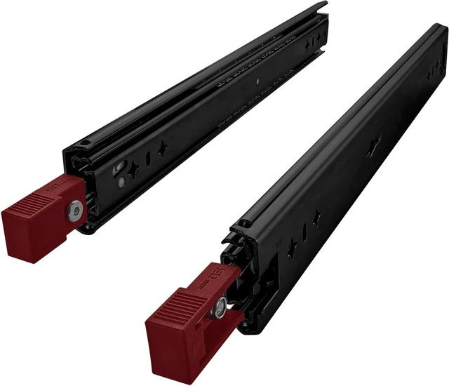 SO-TECH Schwerlastauszug VarioSlide KV1-120-H58-L1000-EH Schubladenschiene Schwarz mit Einrastfunktion und rotem Hebel, Belastbarkeit bis 120 kg, Länge: 1000 mm - Bild 1