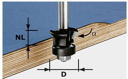 Festool Fasenfräser mit Anlaufkugellager, Schaftdurchmesser: 8 mm, Durchmesser: 24 mm, Arbeitslänge: 11 mm, Gesamtlänge: 54 mm, Farbe: Silber - Bild 1