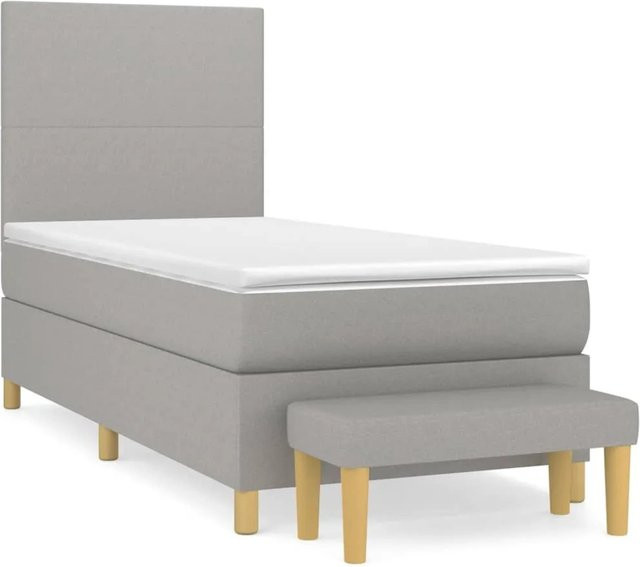vidaXL Boxspringbett Hybrid mit Matratze und Taschenfederkern, Hellgrau, B/T/H: 80 x 200 x 128 cm - Bild 1