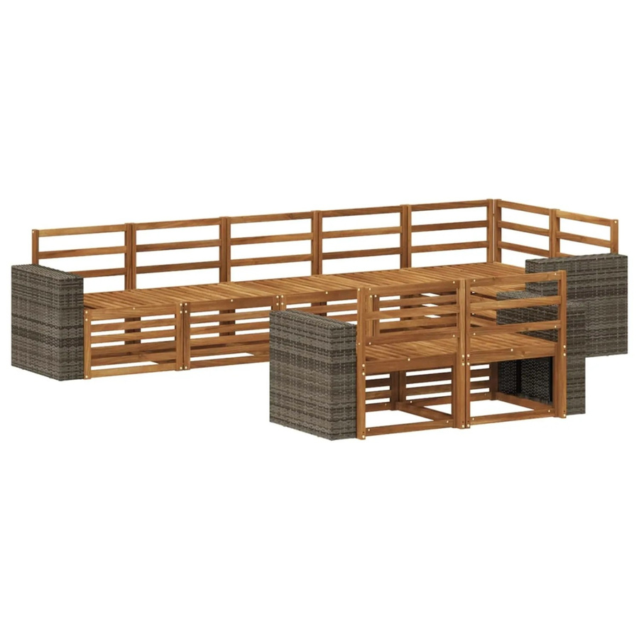 vidaXL Sofagarnitur aus Massivholz Akazie in Braun mit Latten-Design und Armlehnen - Bild 2