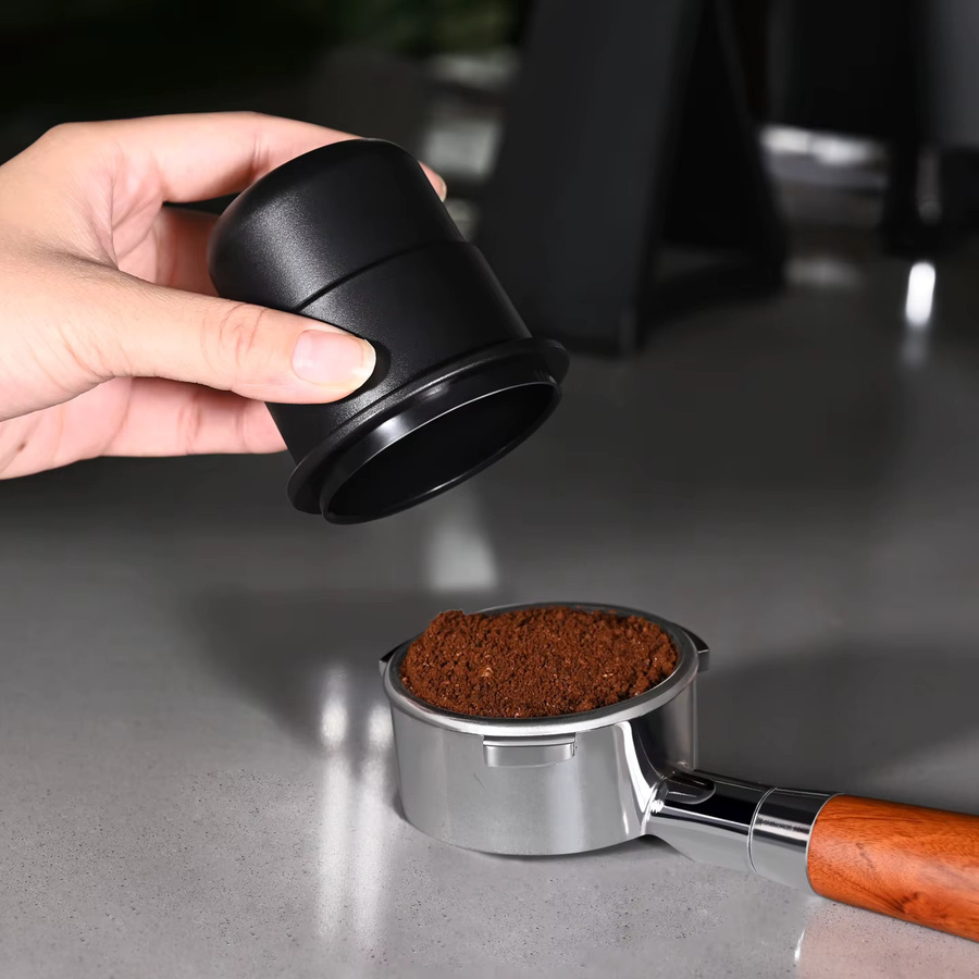 Kacacao Kaffee-Dosierbecher Schwarz Transparent für Espresso mit Anti-Flugpulver-Funktion, Durchmesser: 58 mm - Bild 1