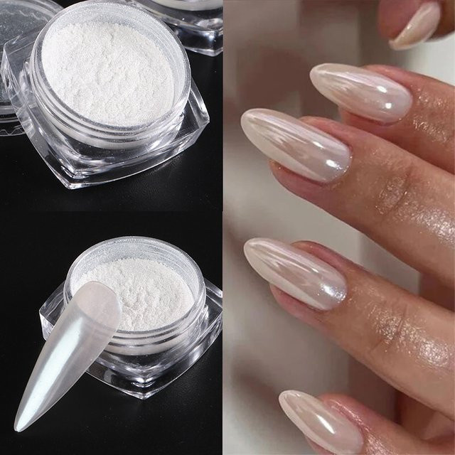 Full Beauty Nail Art Puder, Pearl White, Glänzend - Bild 1