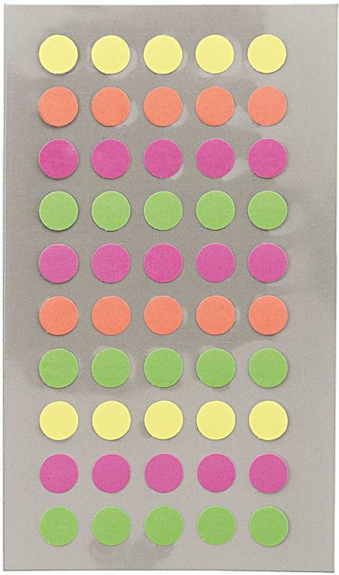 Rico Design Paper Poetry Office Sticker Punkte in Neonmix, Durchmesser: 8 mm, 4 Bogen - Bild 1