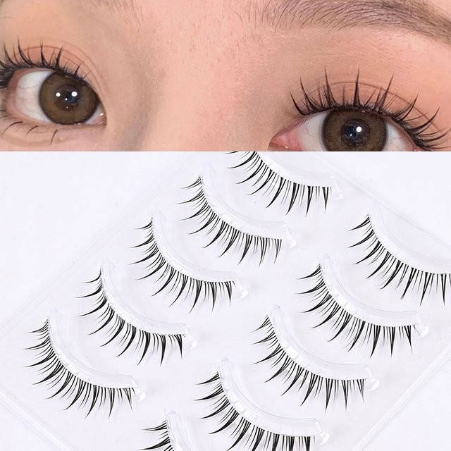 MAGT Künstliche Wimpern, 5 Paar, Manga-Wimpern, Transparentes Band, Unisex - Bild 1