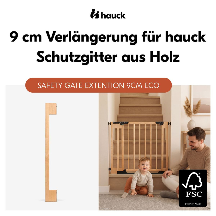 Hauck Schutzgitter Verlängerung für Tür- und Treppenschutzgitter in Beech, Breite: 9 cm - Bild 1