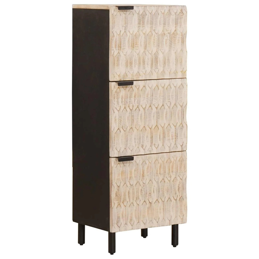 vidaXL Highboard aus Mango Massivholz mit Tür in Weiß gewaschener Oberfläche, B/T/H: 40 x 33 x 110 cm - Bild 2