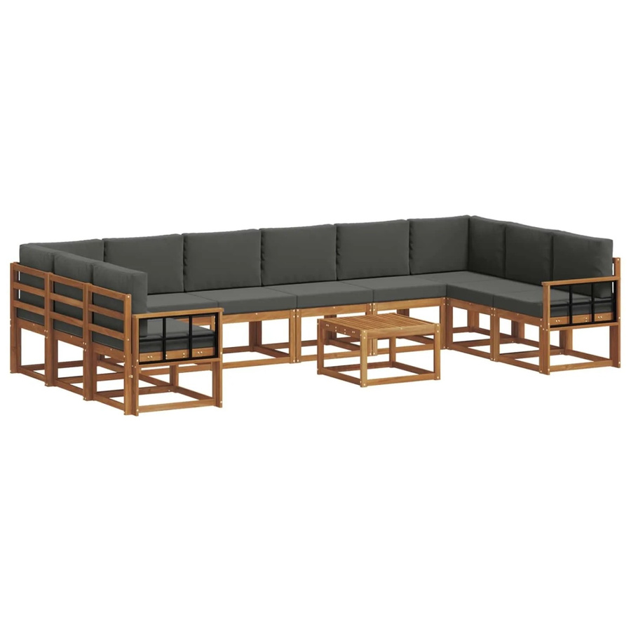 vidaXL 11-teilige Outdoor-Sofagarnitur aus Akazienholz mit Kissen in Anthrazit - Bild 2