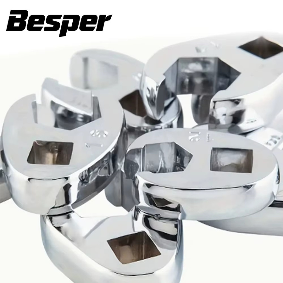 Besper 10-teiliges Crowfoot-Schraubenschlüssel-Set mit 3/8 Zoll Antrieb, metrischer Mutternschlüssel-Werkzeugsatz 10–22 mm, Farbe Silber - Bild 4