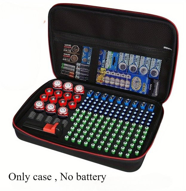 Lousxy Batterie-Aufbewahrungs-Organizer in Schwarz für AAA, AA, C, D und 9V Batterien mit Platz für bis zu 198 Batterien - Bild 1