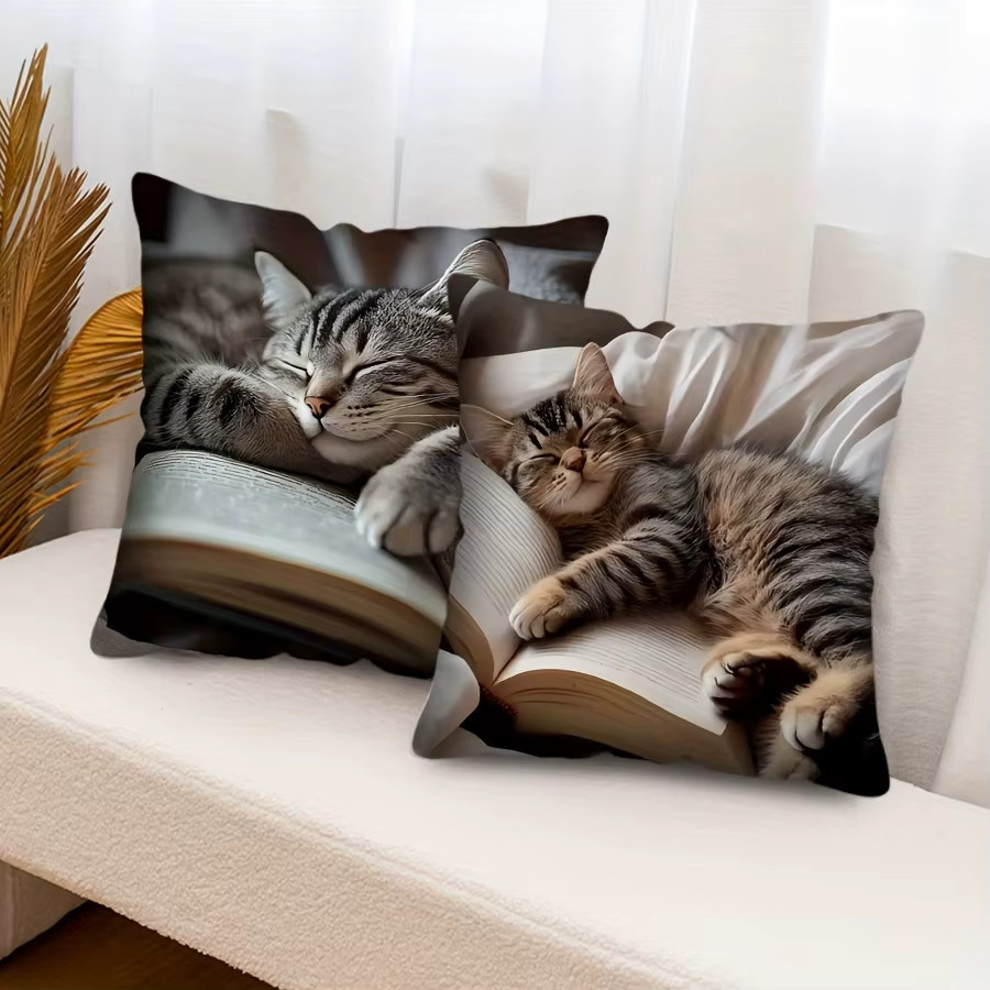 ZZN Quadratischer Kissenbezug mit Katzenmotiv, Modernes Design, Mehrfarbig, Breite: 45 cm, Höhe: 45 cm, Tiefe: 45 cm - Bild 3