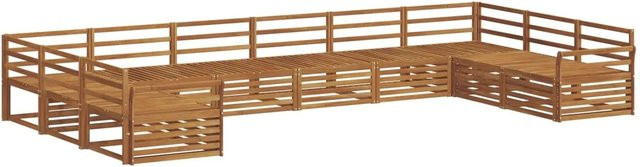 vidaXL Sofagarnitur aus Massivholz Akazie in Natur Braun, 10-teiliges U-Shape Set mit Latten-Design - Bild 1