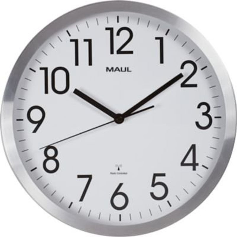 Maul MAULmove Funk Wanduhr rund aus Metall und Glas in Silber und Weiß, Durchmesser: 30,5 cm - Bild 1