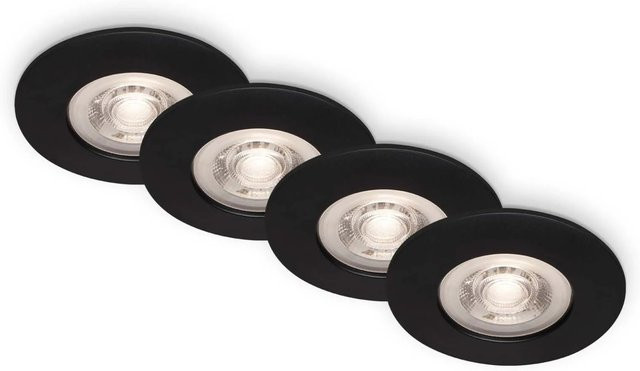 Brilo Kulana LED Einbauleuchten 4er-Set, rund, Schwarz-Matt, Warmweiß, Durchmesser: 9 cm, Höhe: 2,5 cm - Bild 1