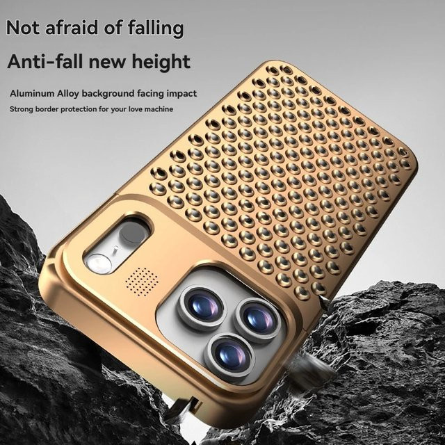 Apple iPhone 17 Pro Max Handyhülle mit Metallrahmen und Aromatherapie in Schwarz und Gold - Bild 1