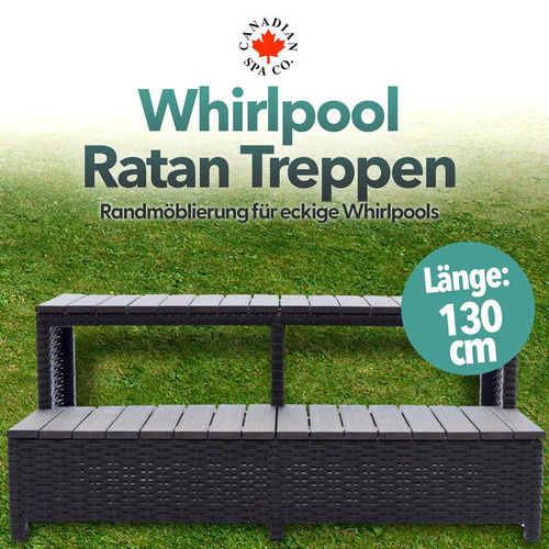 Canadian Spa Whirlpool Treppe in Braun für quadratische Whirlpools mit 2,4 m Länge, B/T/H: 130 x 56 x 43 cm - Bild 3