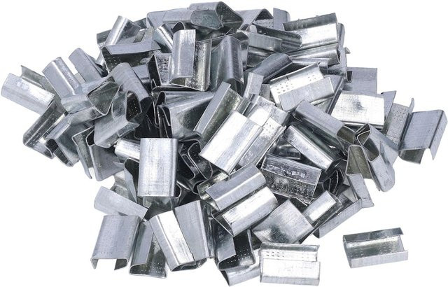 TOMTOP JMS Metallbandverschluss aus verzinktem Stahl in Silber für 16mm Kunststoff PET Band - Bild 1