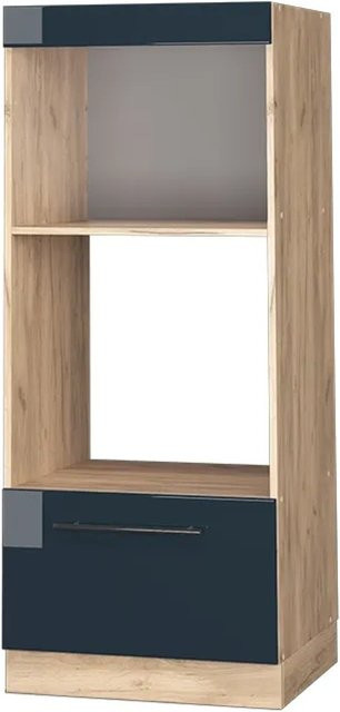 Vicco Mikrowellenschrank Fame-Line Eiche Dunkelblau Hochglanz mit Schublade und Soft-Close-Scharnieren Breite: 60 cm - Bild 2