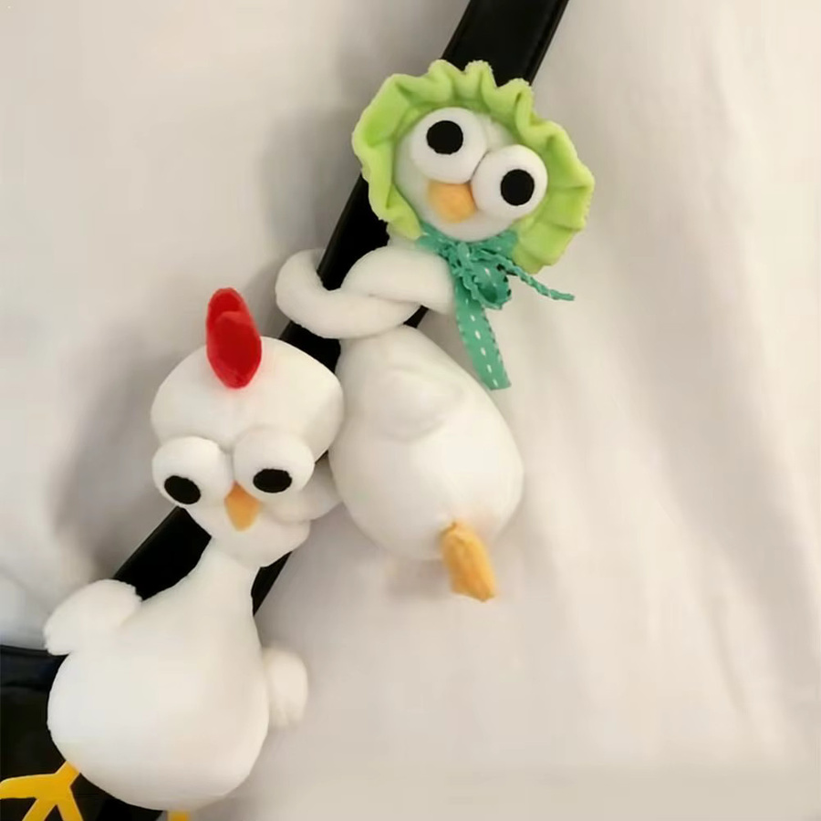 Bandai Langhals-Huhn-Plüsch-Schlüsselanhänger, weiß, Tiere - Bild 1
