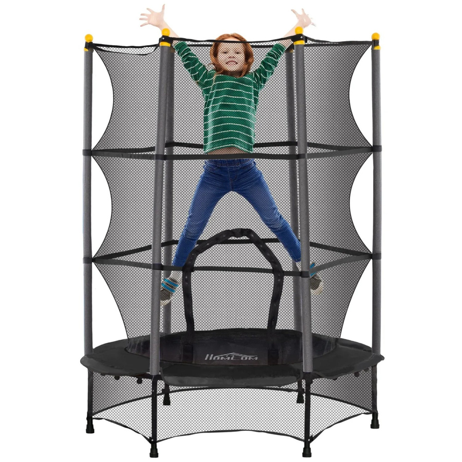 HOMCOM Kinder Trampolin Schwarz B: 140 cm, T: 140 cm, H: 190 cm - Bild 2