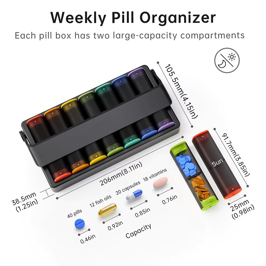 Untior Pillen-Organizer, 7 Tage, 2-mal täglich, Unisex - Bild 2