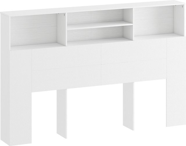 HOMCOM Kopfteil zum Aufstellen mit Stauraum und 4 offenen Fächern, Weiß, B: 160 cm, T: 20,2 cm, H: 108,2 cm - Bild 1