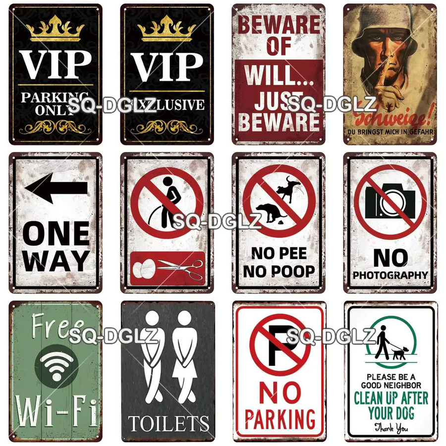 Vintage-Warnschild aus Metall von CIFBUY als Wanddekoration für Toilette oder Bar, Mehrfarbig, Breite: 30,0 cm, Höhe: 20,0 cm - Bild 3