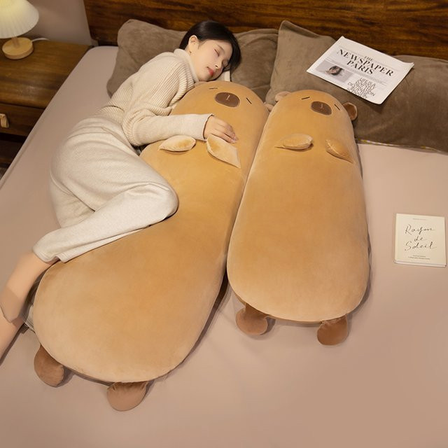 TANGJANE Capybara Lange Kissen, Plüsch / Textil, Braun - Bild 1