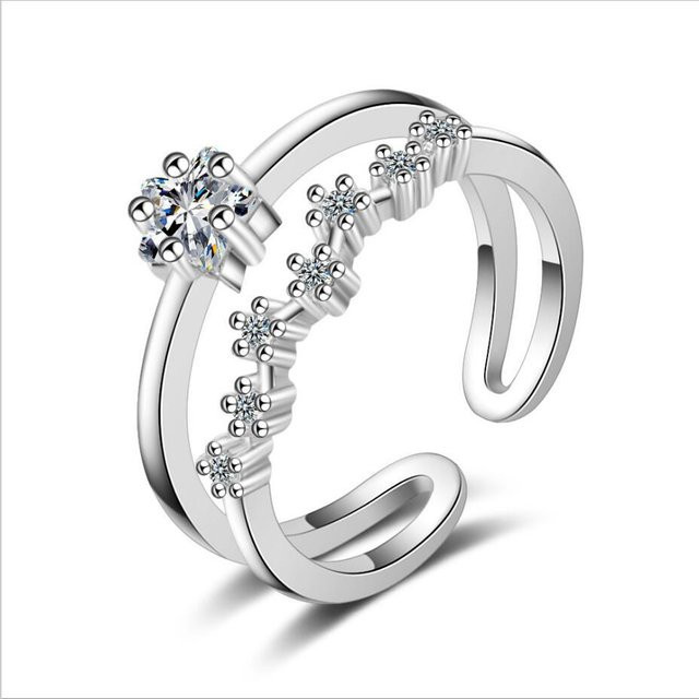 Ring 925 Silber, Schleife, Zirkonia, Damen, verstellbar - Bild 1