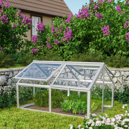 Vitavia Frühbeet Gamma aus Aluminium in Silber mit Sicherheitsglas, B: 89 cm, T: 124 cm, H: 71 cm