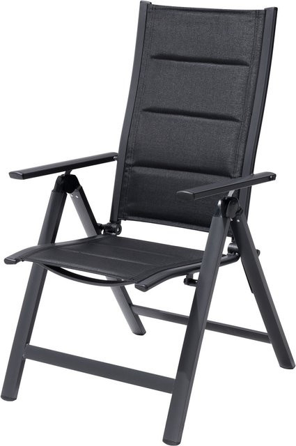 OUTFLEXX Klappstuhl aus Aluminium mit Textilene-Gewebe und Polsterung, Schwarz, UV-beständig - Bild 1