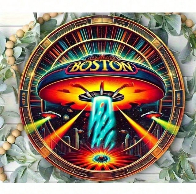 CIFBUY Retro Metall-Blechschild Boston Rock Band Vintage Wandkunst Rund, Mehrfarbig - Bild 1