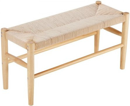 VEVOR Rattan Bank im Boho-Stil mit Eichenholzbeinen und Paper Rope in Beige, B/T/H: 80 x 30 x 40,2 cm - Bild 1