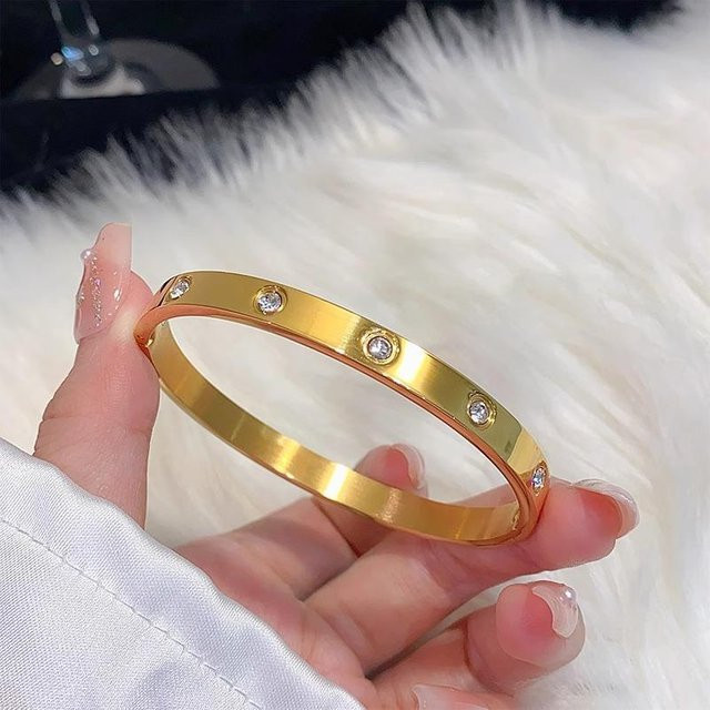 Lucky Star Jewelry Wickel Armreif Edelstahl, vergoldet, Zirkonia, Damen - Bild 1