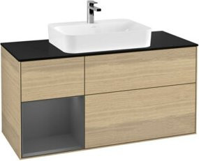 V&B Waschtischunterschrank Finion in Anthrazit mit Regalfach links, Breite: 120 cm, Tiefe: 50,1 cm, Höhe: 50,1 cm - Bild 1