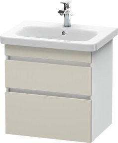 Duravit Waschtischunterschrank DuraStyle in Taupe/Weiß, wandhängend, 2 Schubladen, B: 58 cm, T: 44,8 cm, H: 61 cm - Bild 1