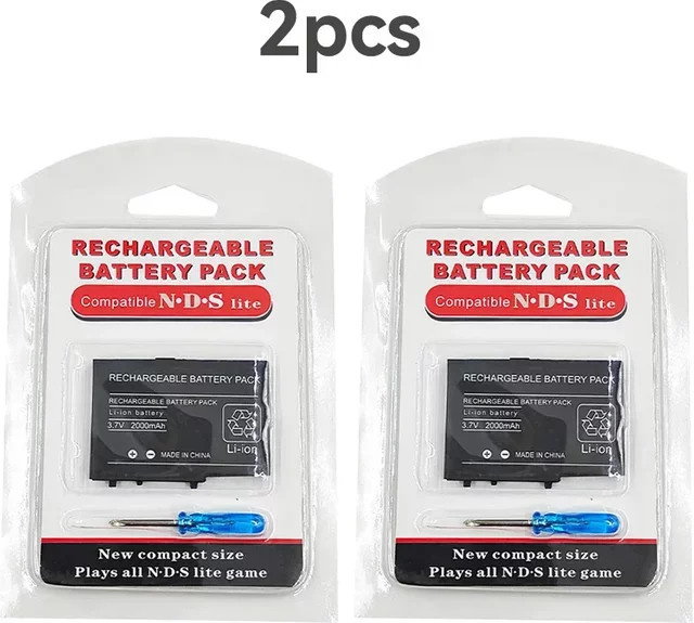 NDNNAS Wiederaufladbarer Lithium-Ersatzakku für NDSL Spielekonsole, 2000 mAh, 3,7 V, Schwarz - Bild 1