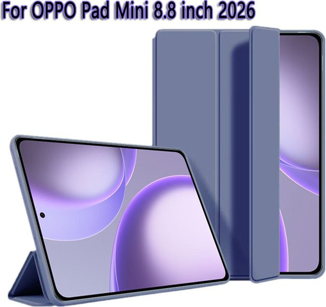 OPPO Pad Mini 2026 Hülle 8,8 Zoll mit Magnetischem Trifold-Ständer aus PU-Leder und Silikon in Schwarz - Bild 1