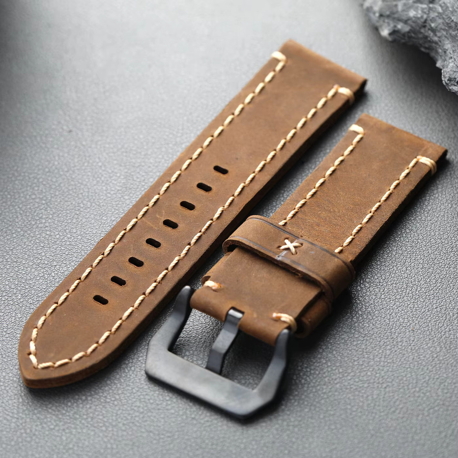 Raystray Uhrenarmband Leder, braun, Vintage, Herren - Bild 2